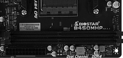 Материнская плата Biostar B450MHP Soc-AM4 AMD B450 2xDDR4 mATX AC`97 8ch(7.1) GbLAN RAID+VGA+HDMI