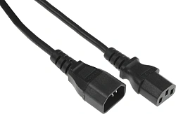 Шнур питания Hyperline PWC-IEC13-IEC14-1.0-BK C13-С14 проводник.:3x0.75мм2 1м 230В 10А (упак.:1шт) черный