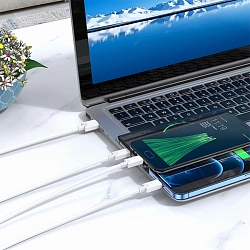 Кабель Hoco X74 3-in-1 charging cable(iP+Micro+Type-C) 67370 USB (m)-Lightning (m)/USB Type-C (m)/micro USB (m) 1м черный
