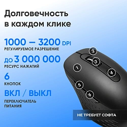 Мышь Оклик 417MW черный оптическая 3200dpi silent беспров. BT/Radio USB 6but (1677300)