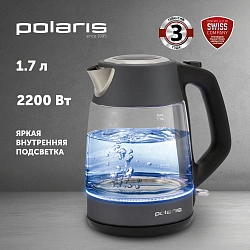 Чайник электрический Polaris PWK 1760CGL 1.7л. 2150Вт серый/черный корпус: стекло/металл