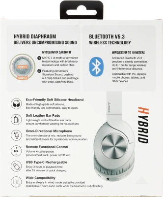 Наушники мониторные A4Tech 2Drumtek BH300 1м белый/серый беспроводные bluetooth оголовье (BH300 GRAYISH WHITE)