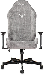 Кресло игровое Knight N1 Fabric серый Light-19 с подголов. крестов. металл