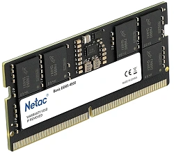 Память DDR5 16GB 4800MHz Netac NTBSD5N48SP-16 Basic RTL Gaming PC5-38400 CL40 SO-DIMM 262-pin 1.1В original Intel Ret