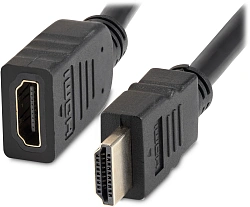Кабель-удлинитель аудио-видео Buro HDMI (m)/HDMI (f) 2м. позолоч.конт. черный (BU-HDMI2.0-EXTND-2M)