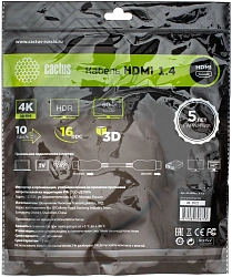 Кабель аудио-видео Cactus CS-HDMI.1.4-1.5 HDMI (m)/HDMI (m) 1.5м. позолоч.конт. черный