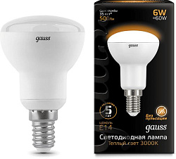Лампа светодиодная Gauss R50 6Вт цок.:E14 рефлек. 220B св.свеч.бел.теп. (упак.:10шт) (106001106)