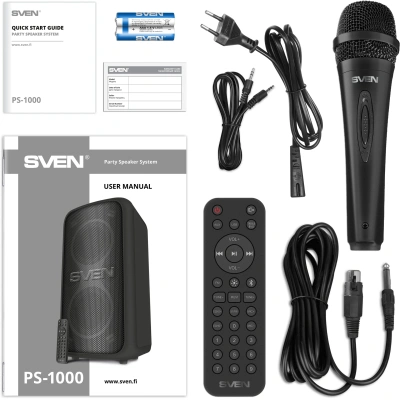 Колонка порт. Sven АС PS-1000 черный 160W 1.0 BT/3.5Jack 8000mAh (SV-022686)