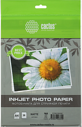 Фотобумага Cactus CS-MA416020ED A4/160г/м2/20л./белый матовое для струйной печати