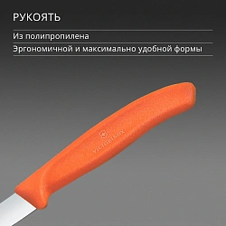 Нож кухонный Victorinox Swiss Classic (6.7609.C1) для чистки овощей и фруктов лезв.80мм прямая заточка оранжевый