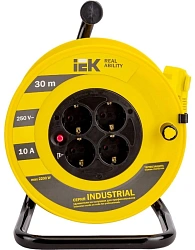 Удлинитель силовой IEK Industrial (WKP14-10-04-30) 1кв.мм 4розет. 30м ПВС 10A катушка желтый