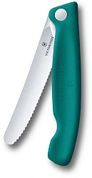 Нож кухонный Victorinox Swiss Classic 6.7834.FC1 стальной столовый лезв.110мм серрейт. заточка зеленый карт.коробка