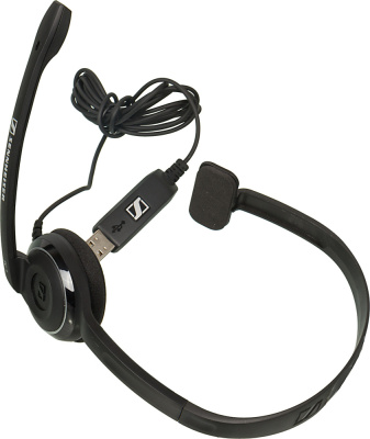 Наушники с микрофоном Sennheiser PC 7 черный 2м накладные USB оголовье (504196)