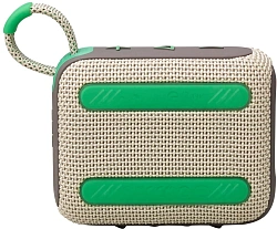 Колонка порт. JBL Go 4 бежевый/зеленый 4.2W 1.0 BT 850mAh (JBLGO4SAND)