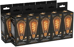 Лампа филам. Gauss Filament ST64 6Вт цок.:E27 эдисон 220B св.свеч.бел.теп. (упак.:10шт) (157802006)