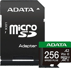 Флеш карта microSDXC 256GB A-Data UD256GUI3V30A2SP-RA1 Speed Plus + adapter