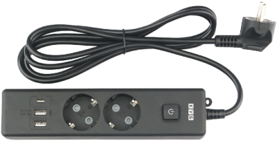 Сетевой удлинитель Powercube PC-5B-2M 1.9м (2 розетки) черный (коробка)