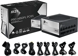 Блок питания MSI ATX 850W Pro A850PL 80+ platinum (20+4pin) APFC 120mm fan 6xSATA Cab Manag RTL