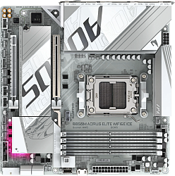 Материнская плата Gigabyte B850M AORUS ELITE WIFI6E ICE SocketAM5 AMD B850 4xDDR5 mATX AC`97 8ch(7.1) 2.5Gg RAID+DP
