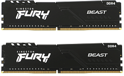 Память DDR4 2x32Gb 3200MHz Kingston KF432C16BBK2/64 Fury Beast Black RTL Gaming PC4-25600 CL16 DIMM 288-pin 1.35В dual rank с радиатором Ret