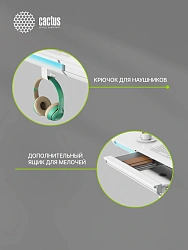Стол для компьютера Cactus CS-EGD-WT-LED столешница закаленное стекло белый каркас белый 120x72x60см