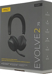 Наушники с микрофоном Jabra Evolve2 75, Link380a UC Stereo Black черный накладные BT оголовье (27599-989-999)