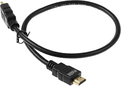 Кабель аудио-видео LAZSO WH-111 HDMI (m)/HDMI (m) 0.5м. позолоч.конт. черный (WH-111(0,5M))