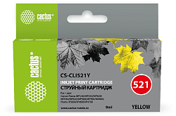 Картридж струйный Cactus CS-CLI521Y желтый (9мл) для Canon Pixma MP540/MP550/MP620/MP630/MP640/MP660/MP980/MP990/iP3600/iP4600/iP4700/MX860 с чипом