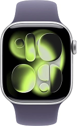 Смарт-часы Apple Watch Series 11 A3331 42мм OLED корп.серебристый Sport Band рем.фиолетовый разм.брасл.:M/L (MEU74X/A)