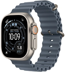 Смарт-часы Apple Watch Ultra 3 2025 A3281 49мм OLED корп.титан Ocean band рем.синий разм.брасл.:130-210мм (MEWH4LW/A)