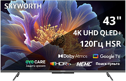 Телевизор OLED Skyworth 43" 43Q66H Eye Care Frameless черный 4K Ultra HD 60Hz DVB-T DVB-T2 DVB-C DVB-S DVB-S2 USB WiFi Smart TV