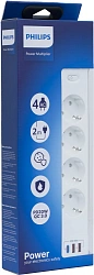 Сетевой фильтр Philips CHP4346WA/51 2м (4 розетки) белый (коробка)