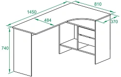 Стол для компьютера Сокол СПм-25 Л столешница ЛДСП белый 145x74x81см (00-00010611)