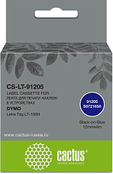 Картридж ленточный Cactus CS-LT-91205 91205 черный на синем 12x4 для Dymo Letra Tag LT-100H без чипа