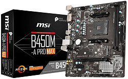 Материнская плата MSI B450M-A PRO MAX Soc-AM4 AMD B450 2xDDR4 mATX AC`97 8ch(7.1) GbLAN RAID+DVI+HDMI