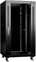 Шкаф коммутационный Cabeus (SH-05C-22U60/60-BK) напольный 22U 600x600мм пер.дв.стекл металл 800кг черный 500мм 1166мм IP20 сталь