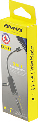Переходник аудио Premier AWEI lightning/Jack 3.5 (f) 0.1м. черный (CL-121)