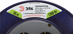 Удлинитель силовой Эра RPx-4es-3х0.75-30m (Б0043052) 3x0.75кв.мм 4розет. 30м ПВС 6A катушка оранжевый