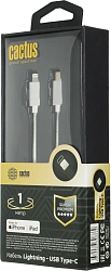 Кабель Cactus CS-LG.USB.C-1 USB Type-C (m)-Lightning (m) 1м белый блистер