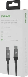 Кабель Digma D-TYPE-C-USB3.2-100W-4K-1.5M USB Type-C (m)-USB Type-C (m) 1.5м черный