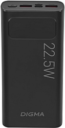 Мобильный аккумулятор Digma DGPF20A 20000mAh QC3.0/PD3.0 22.5W 3A 2xUSB-A/USB-C черный (DGPF20A22PBK)
