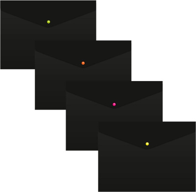 Конверт на кнопке Бюрократ Black Opal BLPK803A4/1 A4 пластик 0.18мм черный (упак.:4шт)