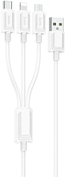 Кабель Hoco X74 3-in-1 charging cable(iP+Micro+Type-C) 67370 USB (m)-Lightning (m)/USB Type-C (m)/micro USB (m) 1м черный