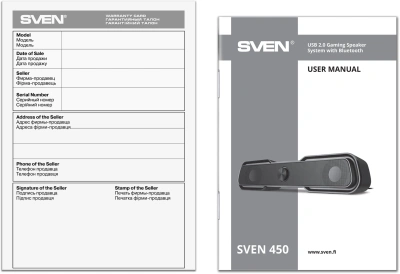 Саундбар Sven 450 2.0 черный 10Вт BT