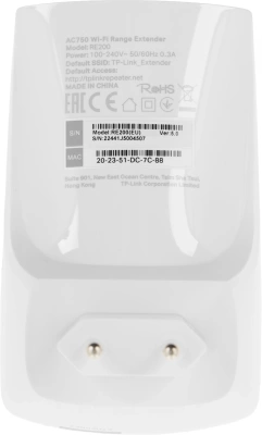 Повторитель беспроводного сигнала TP-Link RE200 AC750 10/100BASE-TX белый
