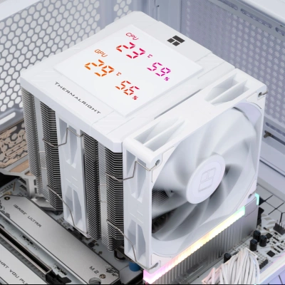 Устройство охлаждения(кулер) Thermalright Peerless Assassin 120 Digital Soc-AM5/AM4/1200/1700/1851 белый 4-pin 25.6dB Al+Cu LCD Ret (PA120-DIGITAL-WH)