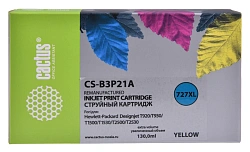 Картридж струйный Cactus CS-B3P21A №727 желтый (130мл) для HP DJ T920/T1500/T2530 с чипом