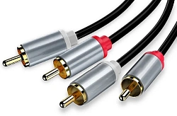 Кабель соединительный аудио Premier 5-304 1.5 2хRCA (m)/2хRCA (m) 1.5м. позолоч.конт. черный/серый