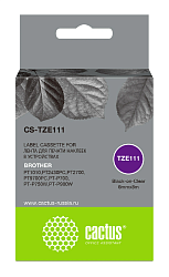 Картридж ленточный Cactus CS-TZE111 TZe-111 черный на прозрачном 6x8 для Brother 1010/1280/1280VP/2700VP без чипа