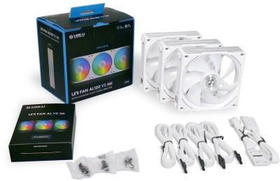 Вентилятор для корпуса Lian-Li Uni Fan ALV2 120 V2 ARGB 120х120x28 белый 7-pin 28.7дБ (упак.:3шт) (G99.12ALV23W.00) Ret
